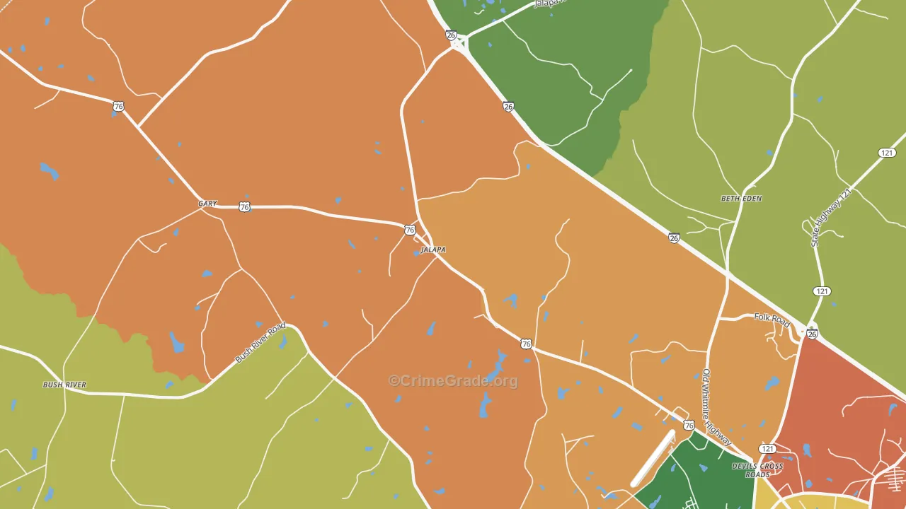 Jalapa, SC Map of Theft Rates