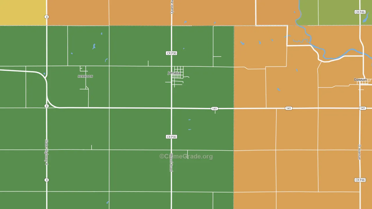 Jamaica, IA Map of Theft Rates