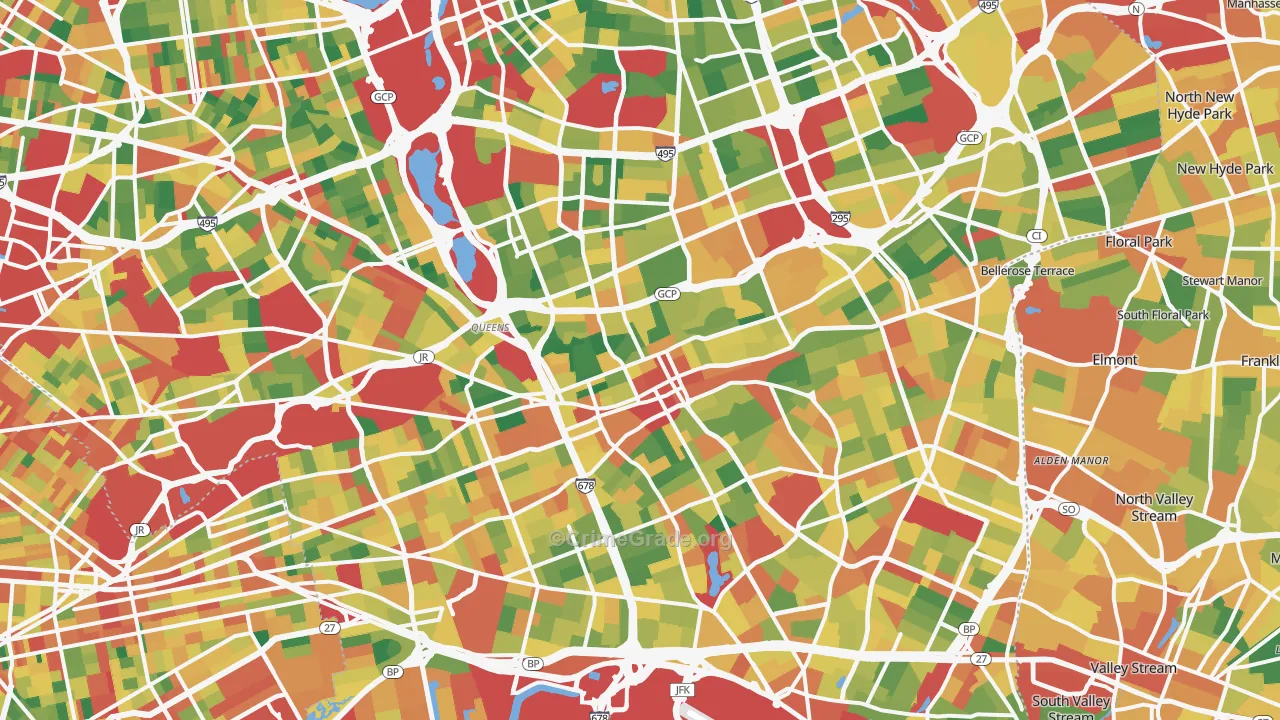 Jamaica, Queens, NY Map of Theft Rates