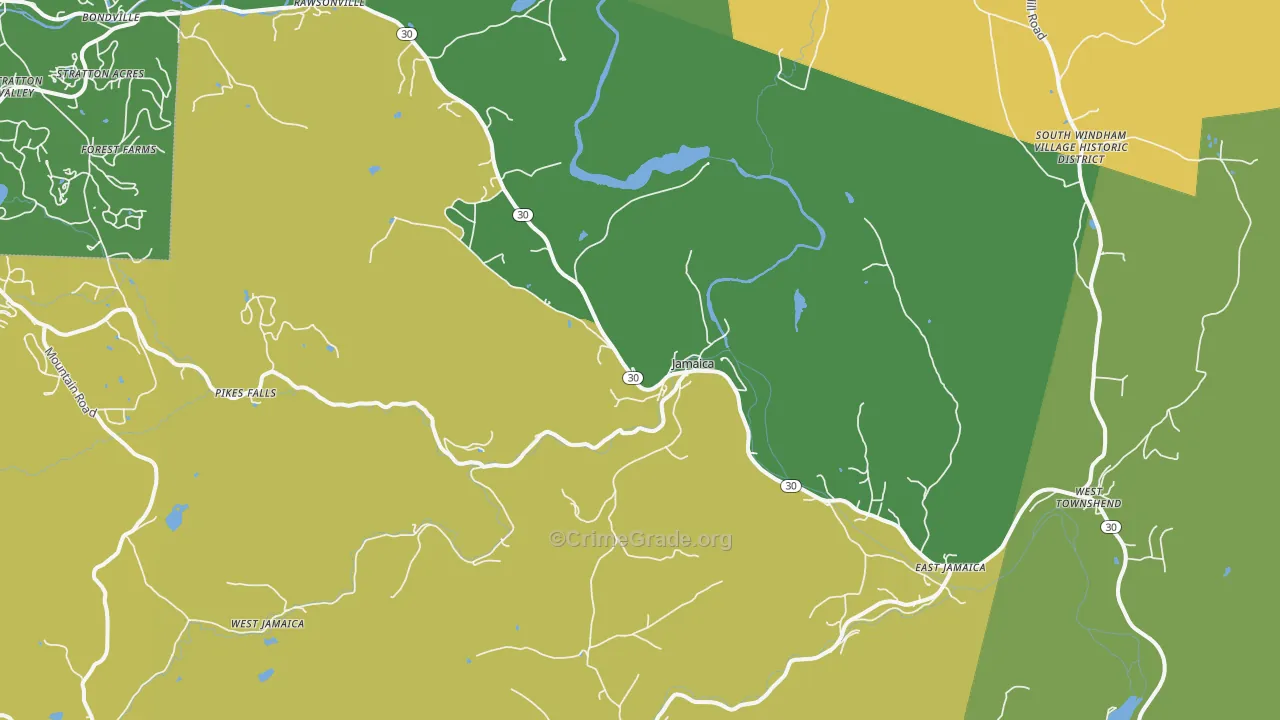 Jamaica, VT Map of Theft Rates