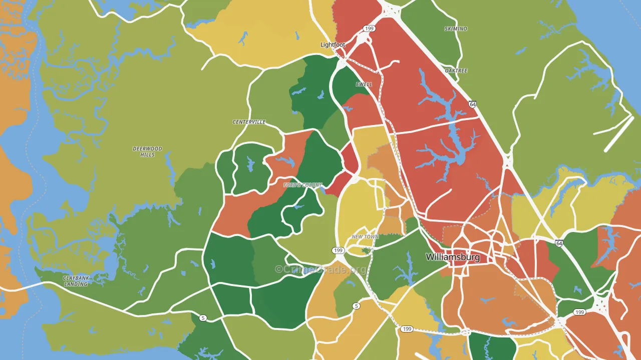 James City County, VA Map of Theft Rates