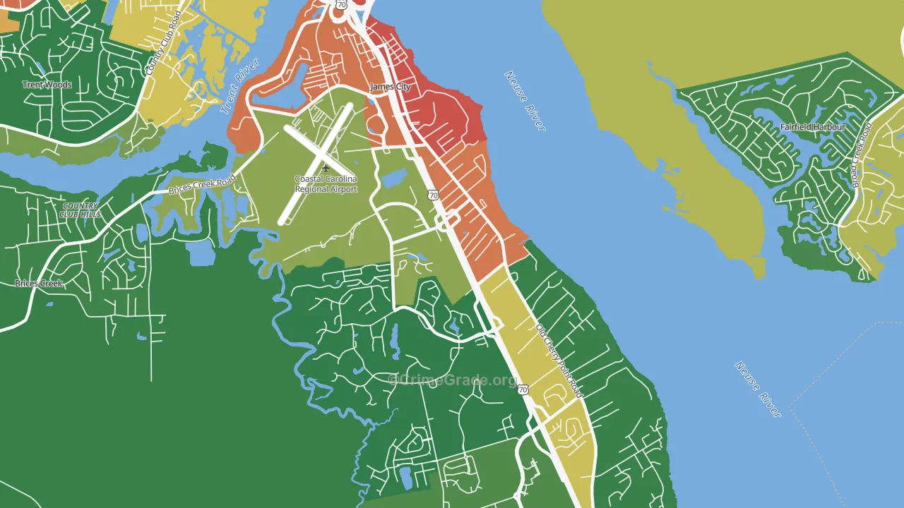 James City, NC Map of Theft Rates