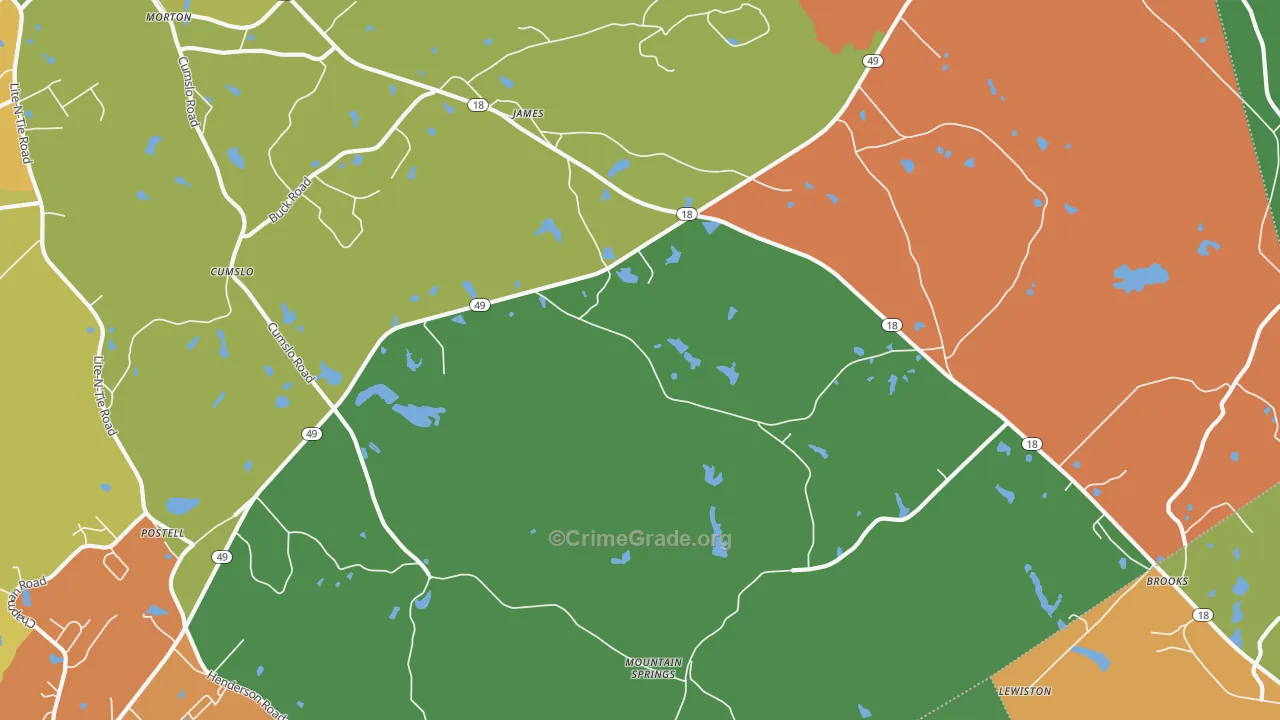 James, GA Map of Theft Rates