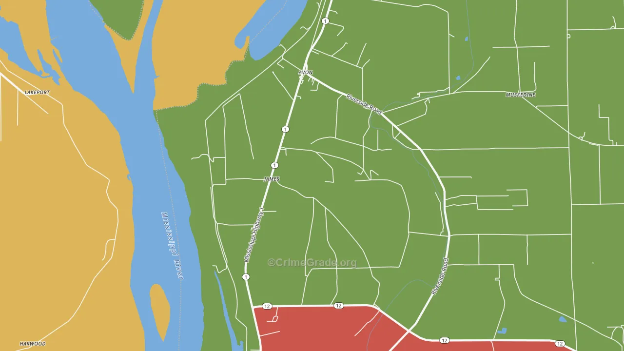 James, MS Map of Theft Rates
