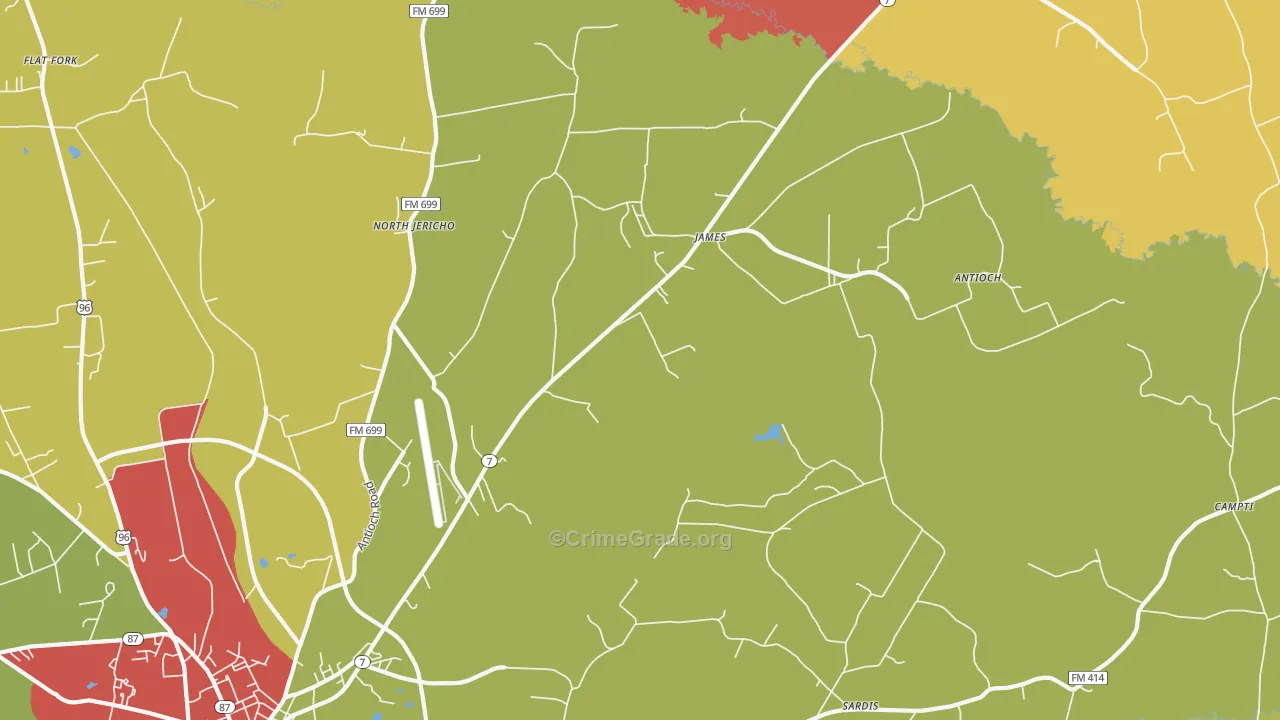 James, TX Map of Theft Rates