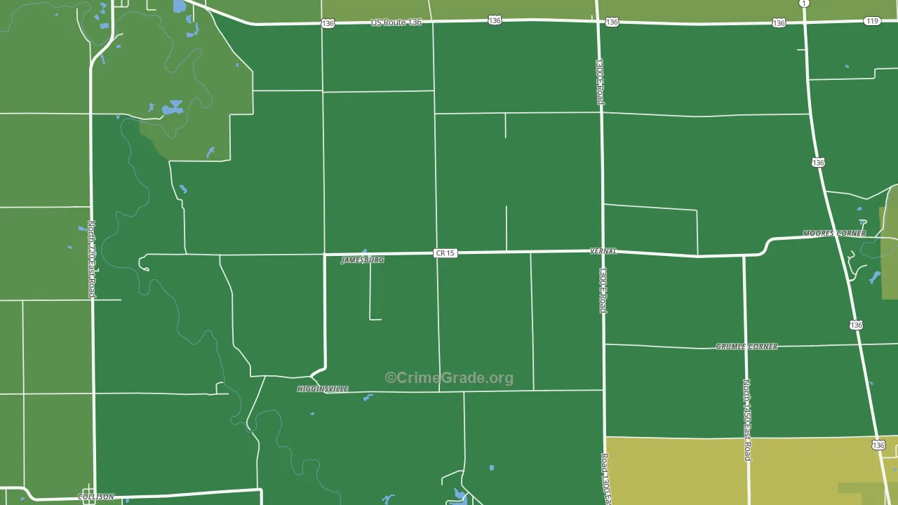 Jamesburg, IL Map of Theft Rates