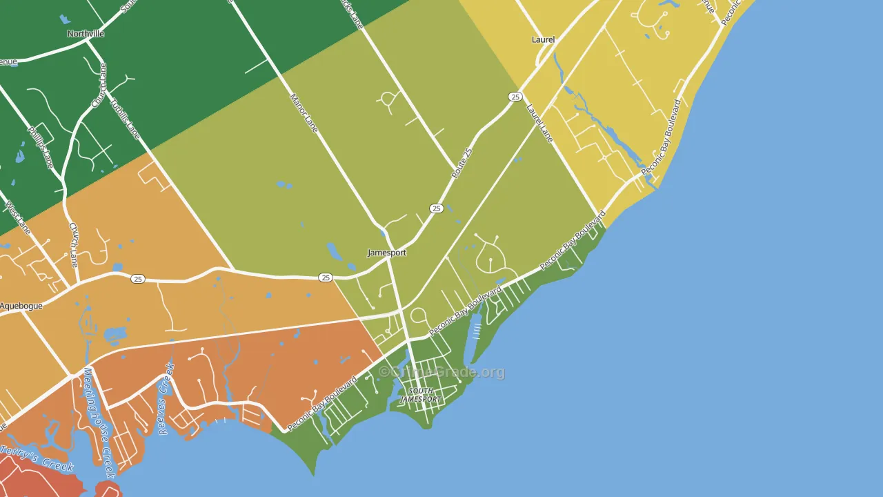 Jamesport, NY Map of Theft Rates