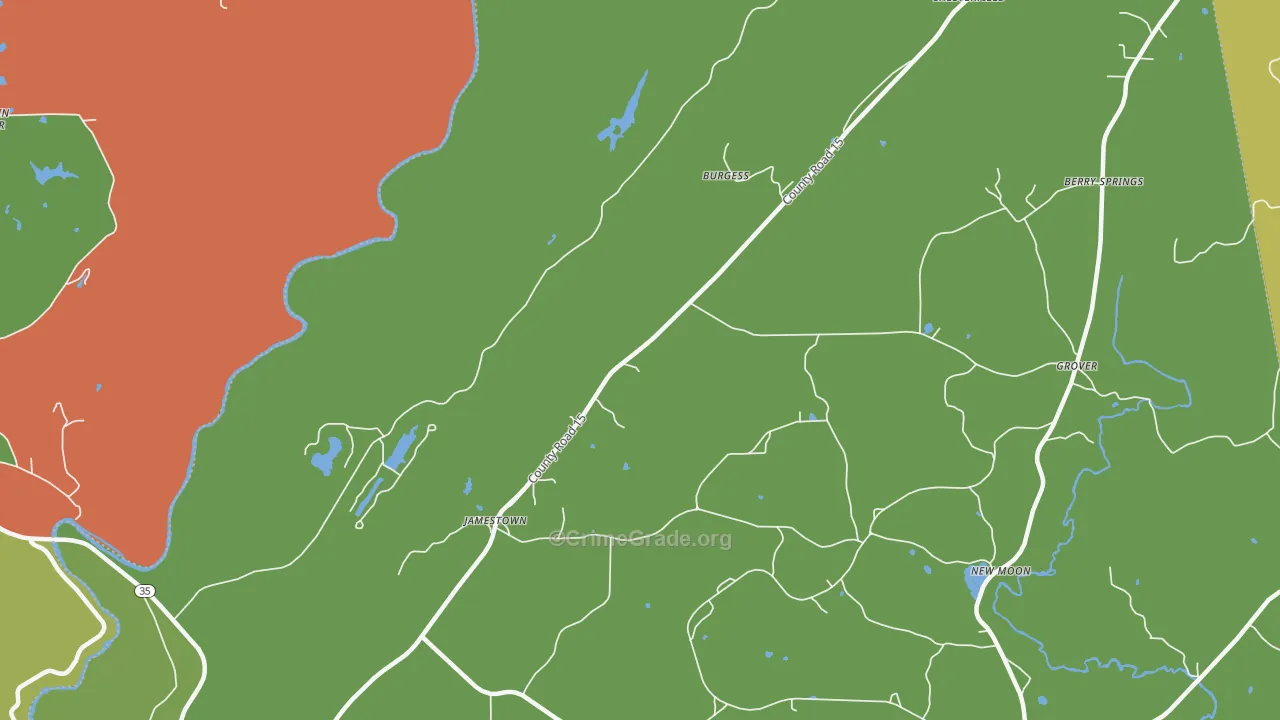 Jamestown, AL Map of Theft Rates