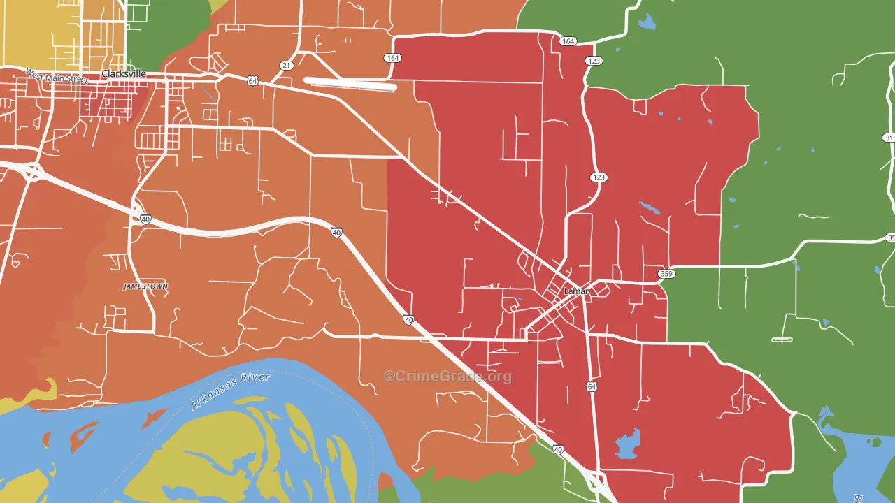 Jamestown, AR Map of Theft Rates