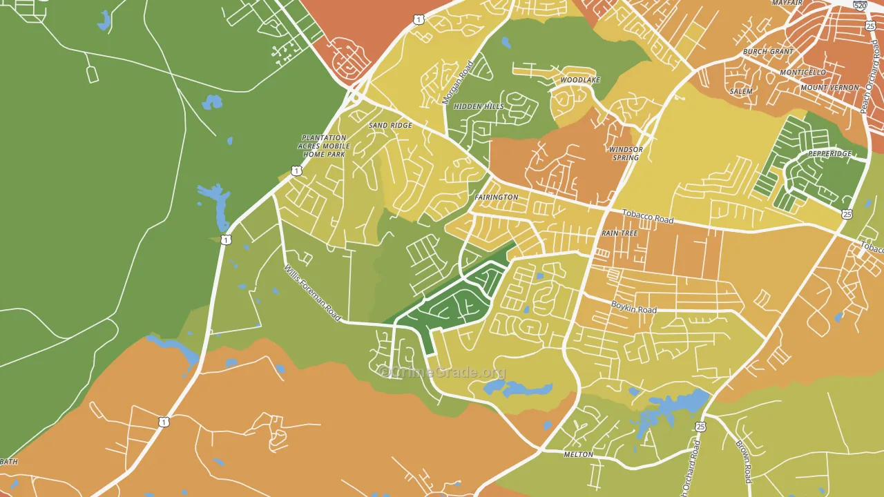 Jamestown, Hephzibah, GA Map of Theft Rates
