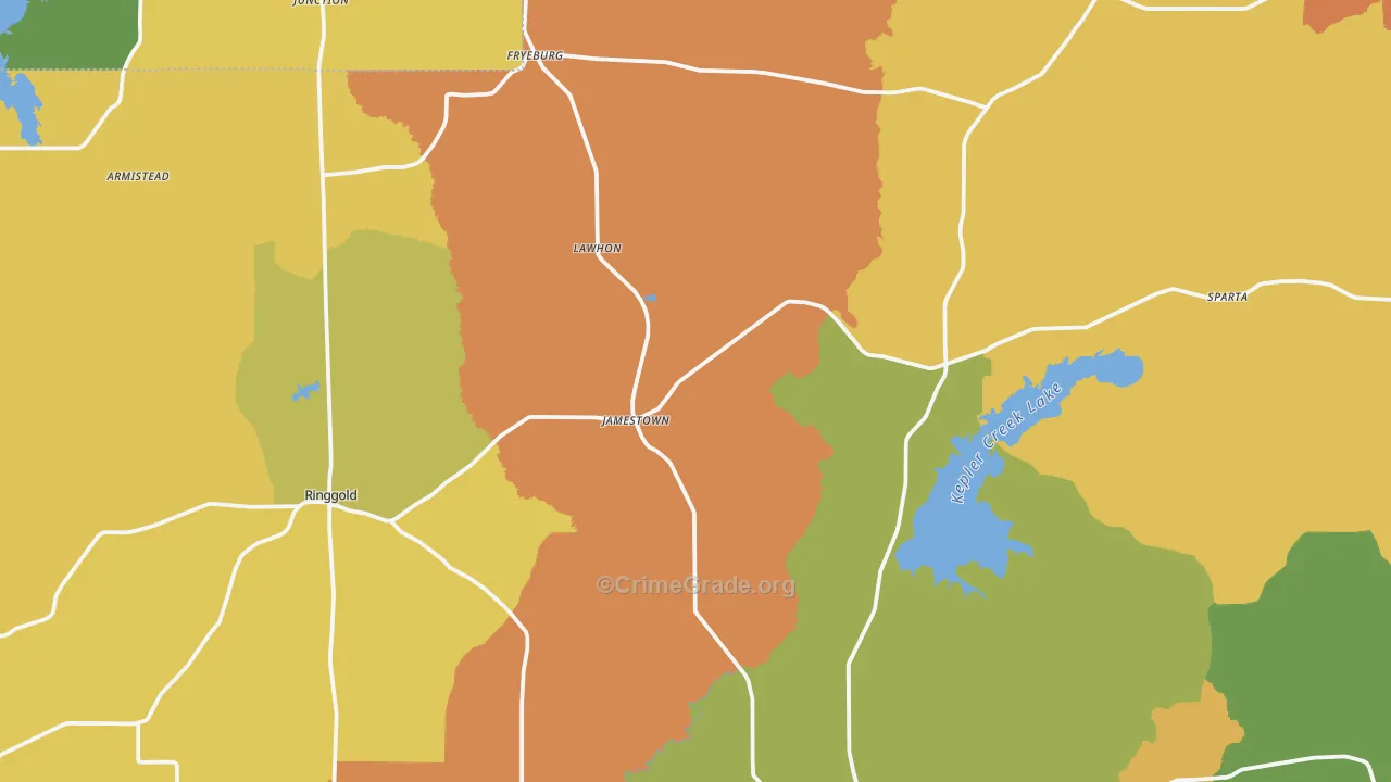 Jamestown, LA Map of Theft Rates