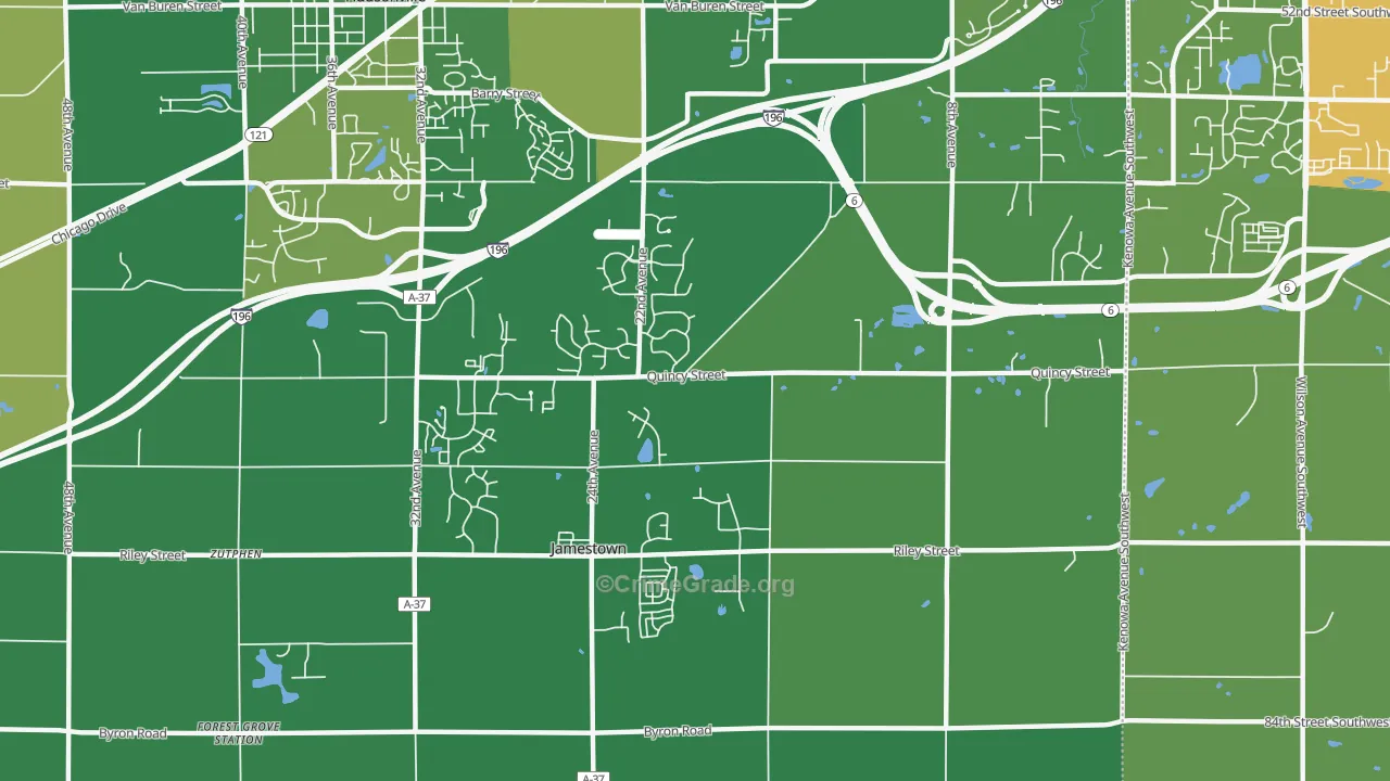 Jamestown, MI Map of Theft Rates