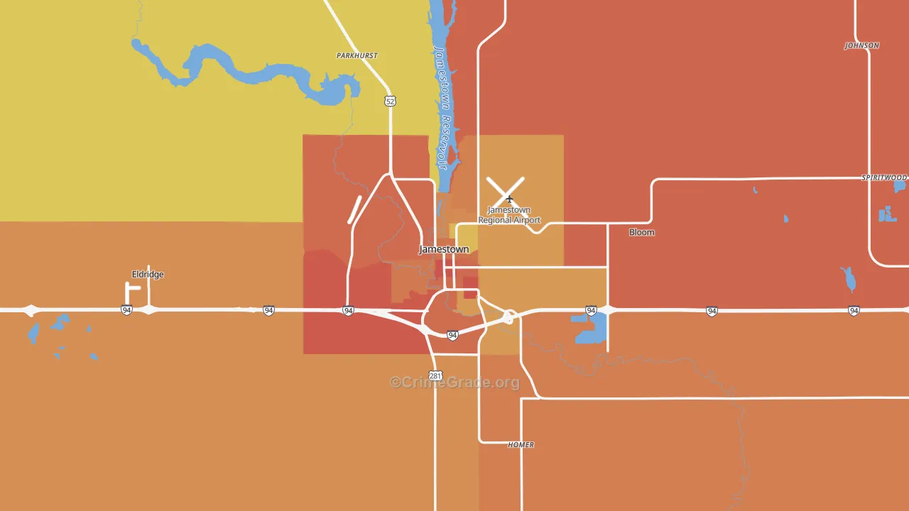 Jamestown, ND Map of Theft Rates