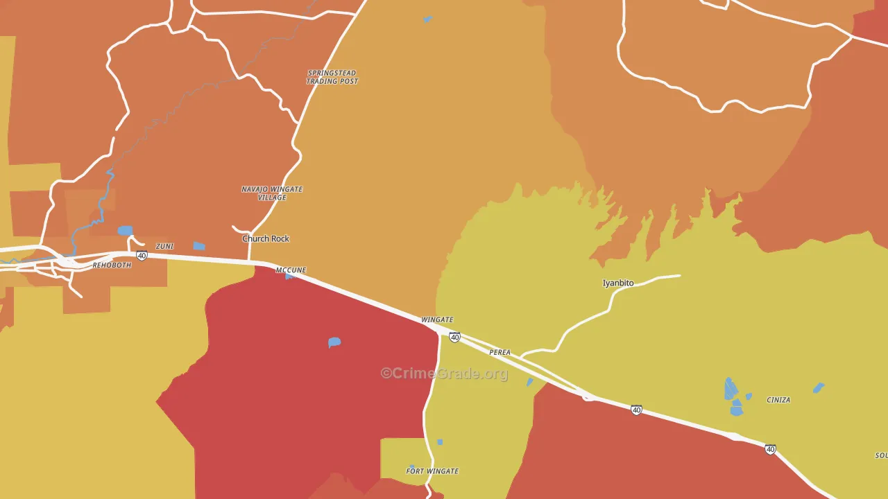 Jamestown, NM Map of Theft Rates