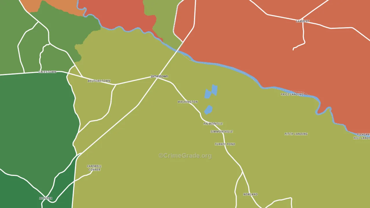 Jamestown, SC Map of Theft Rates