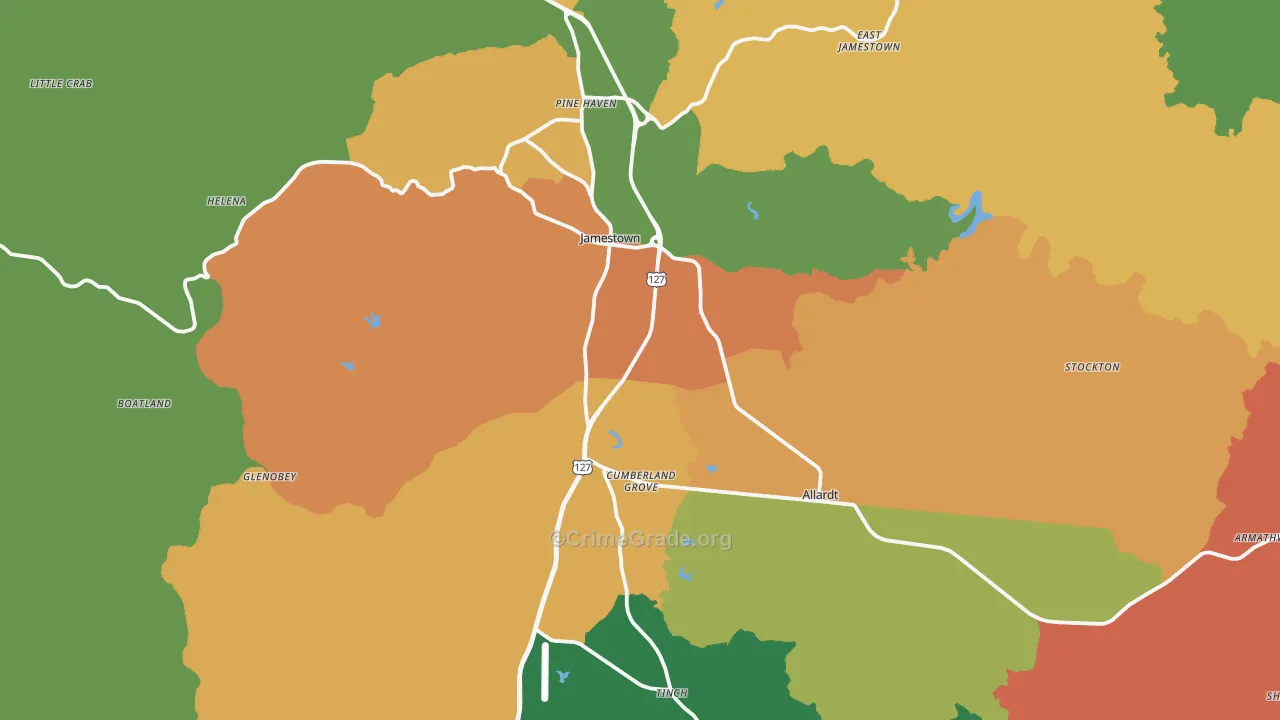 Jamestown, TN Map of Theft Rates