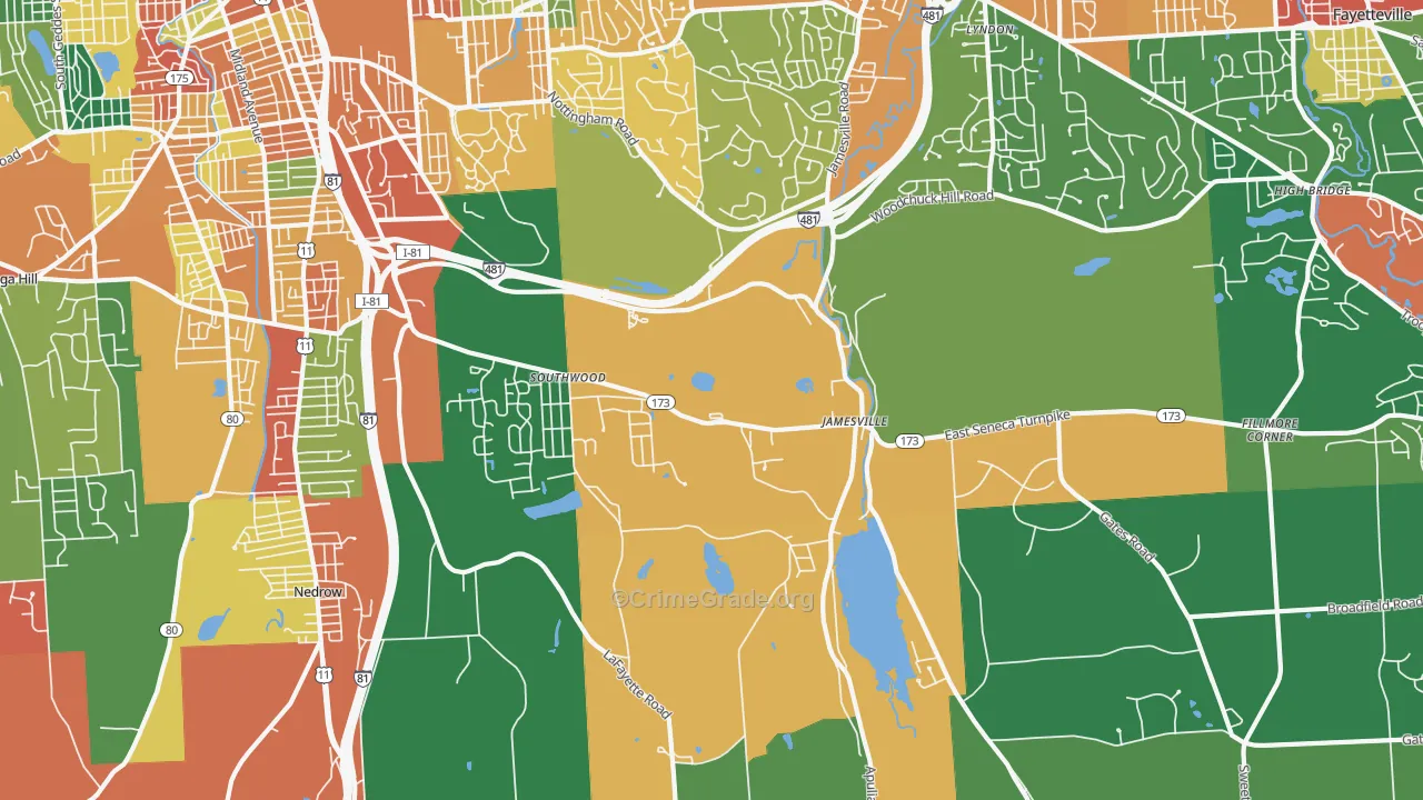 Jamesville, NY Map of Theft Rates