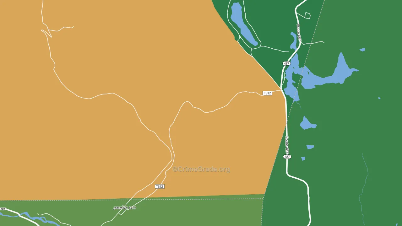 Jamison City, PA Map of Theft Rates