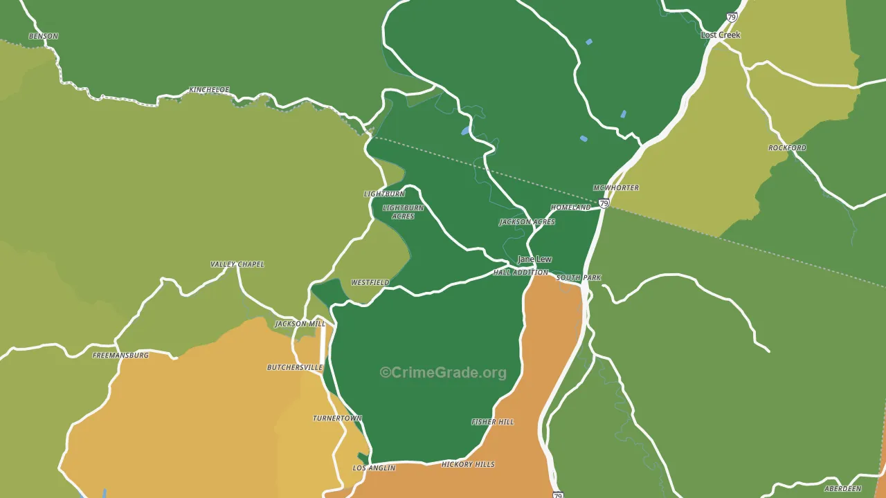 Jane Lew, WV Map of Theft Rates