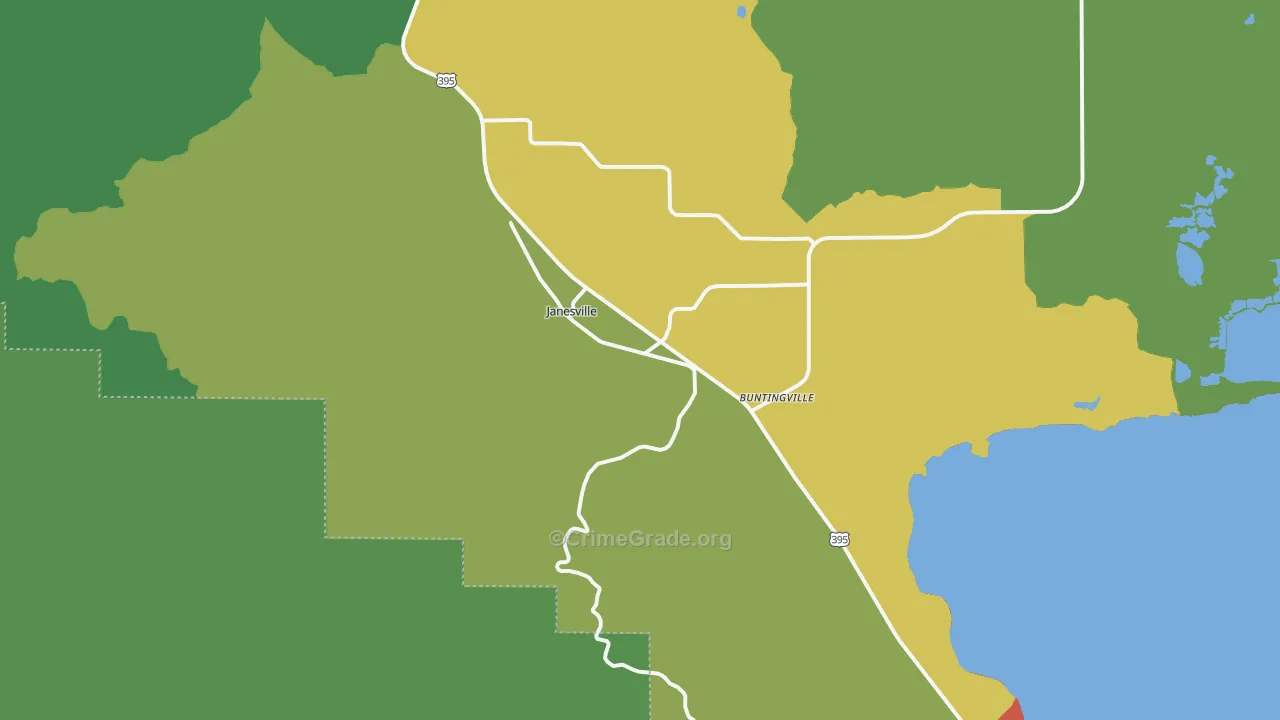 Janesville, CA Map of Theft Rates