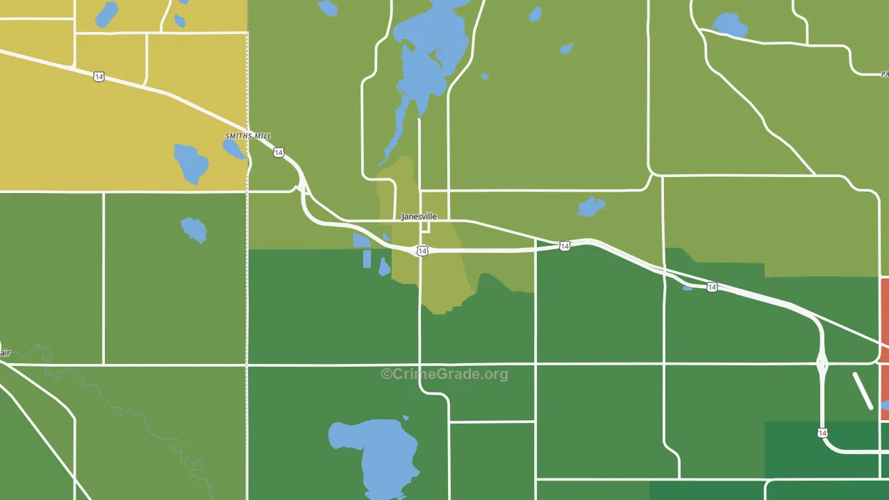 Janesville, MN Map of Theft Rates