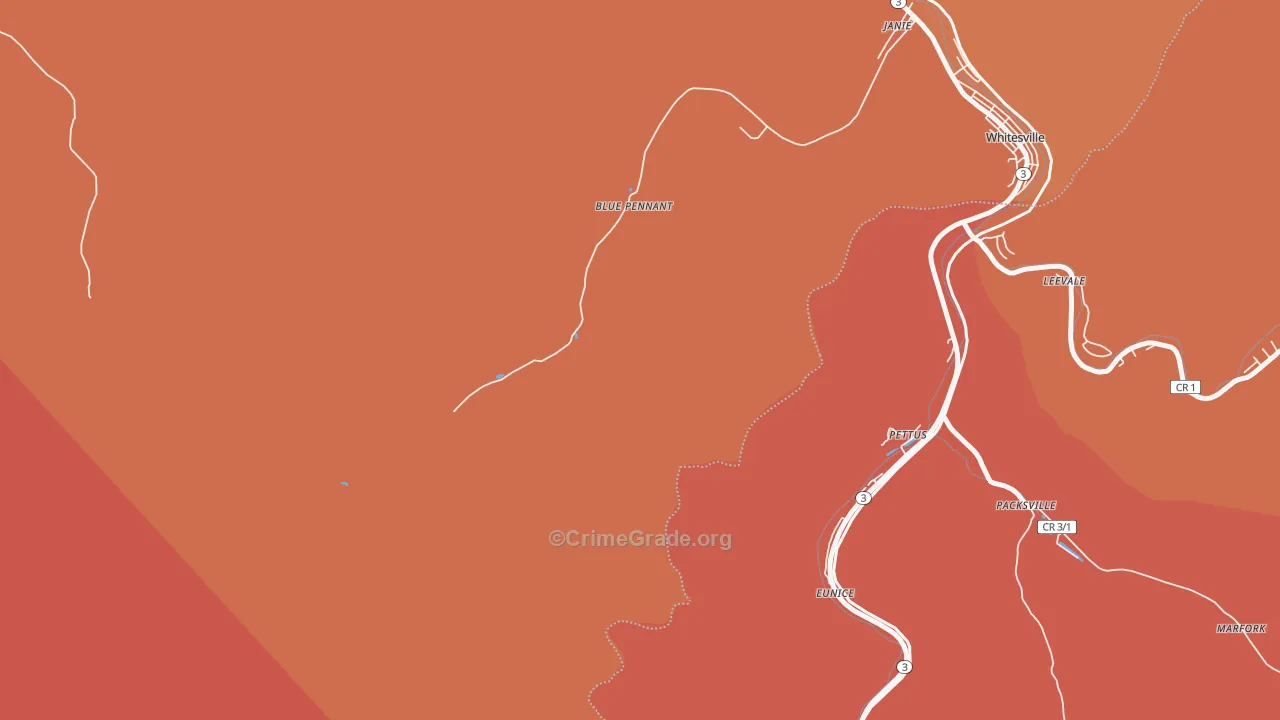Janie, WV Map of Theft Rates