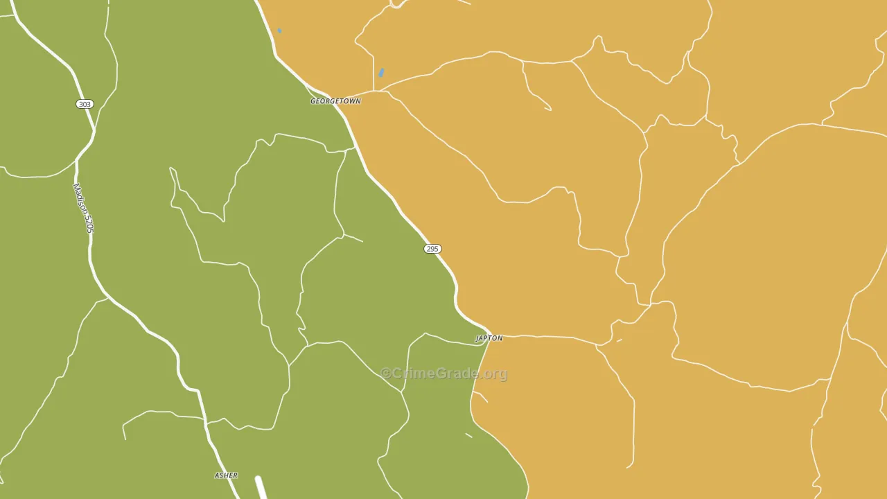 Japton, AR Map of Theft Rates