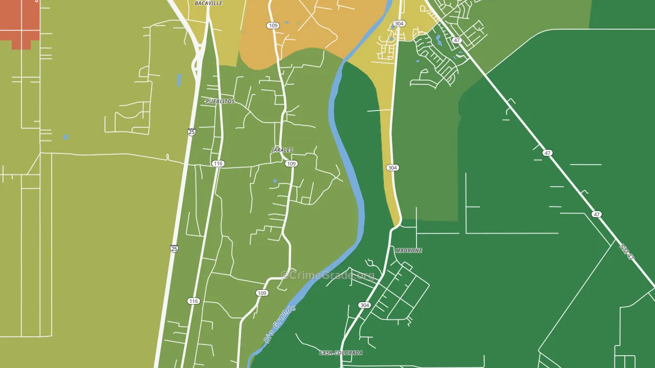 Jarales, NM Map of Theft Rates