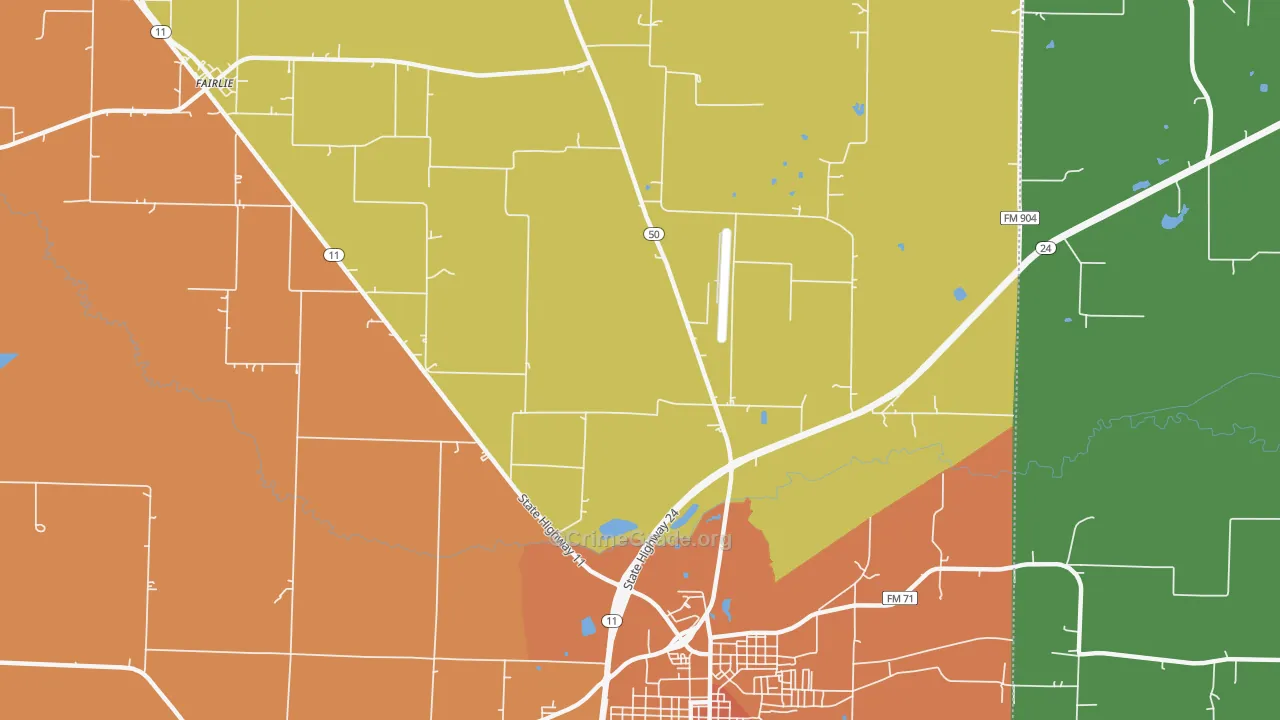 Jardin, TX Map of Theft Rates