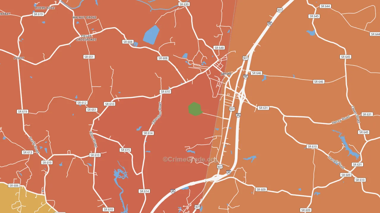 Jarratt, VA Map of Theft Rates