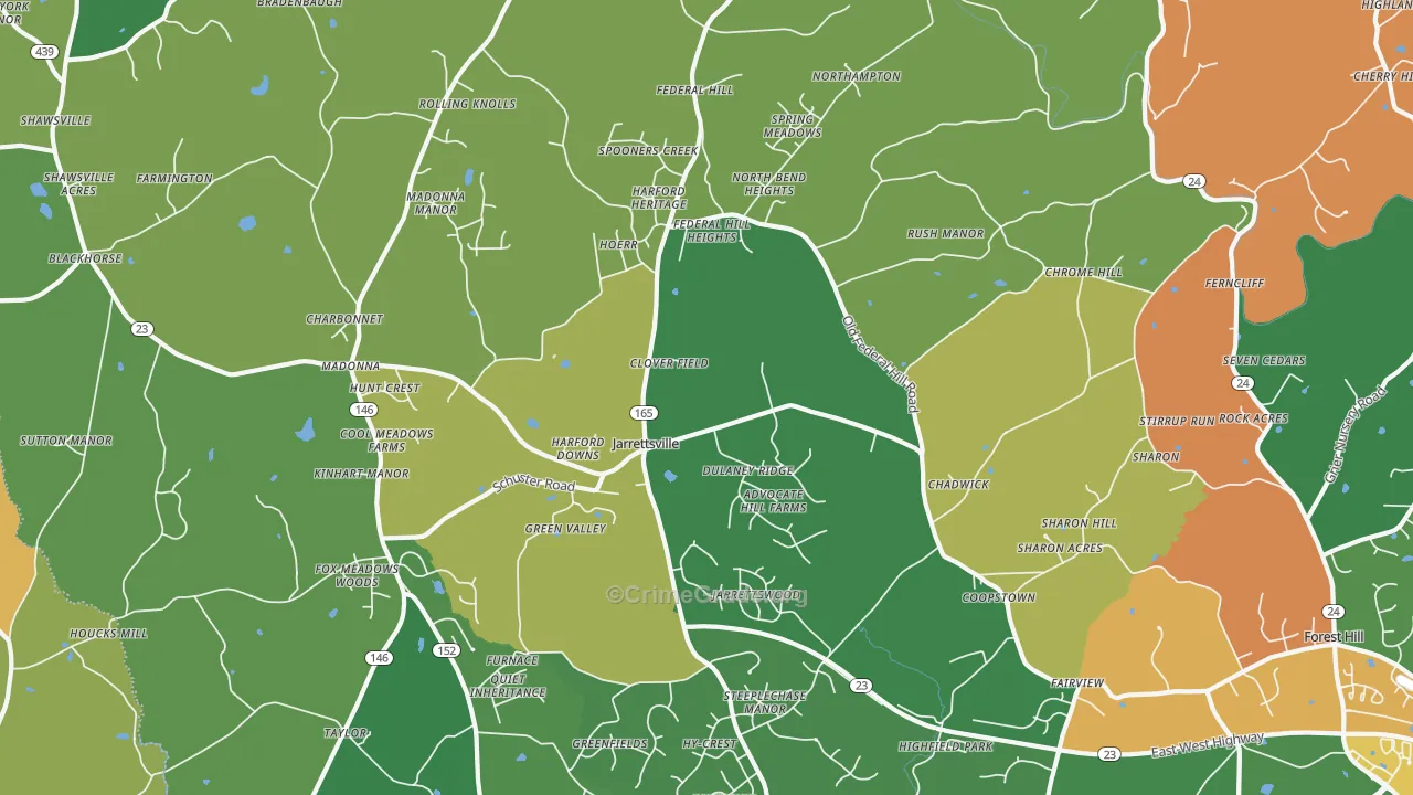 Jarrettsville, MD Map of Theft Rates