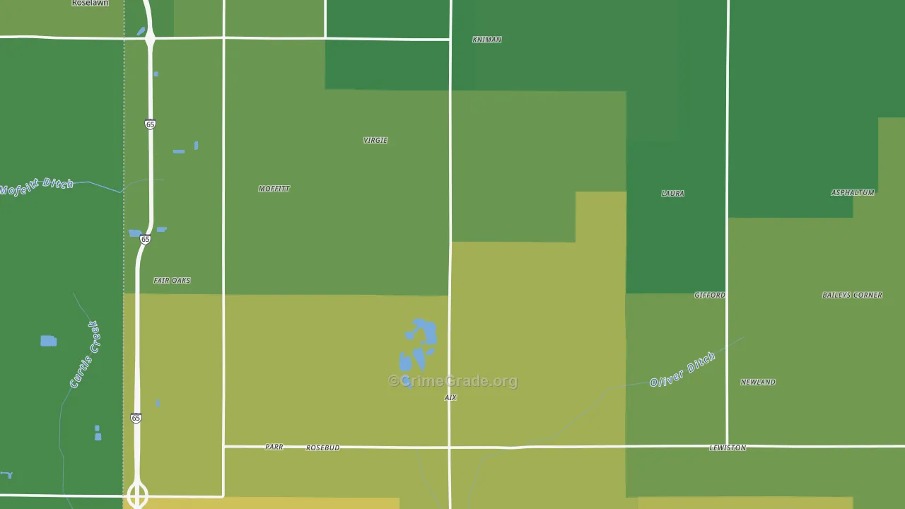 Jasper County, IN Map of Theft Rates