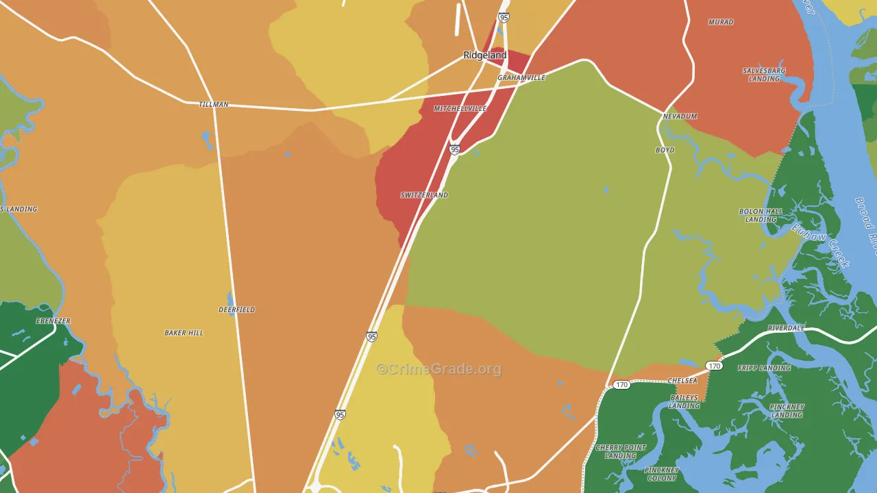 Jasper County, SC Map of Theft Rates
