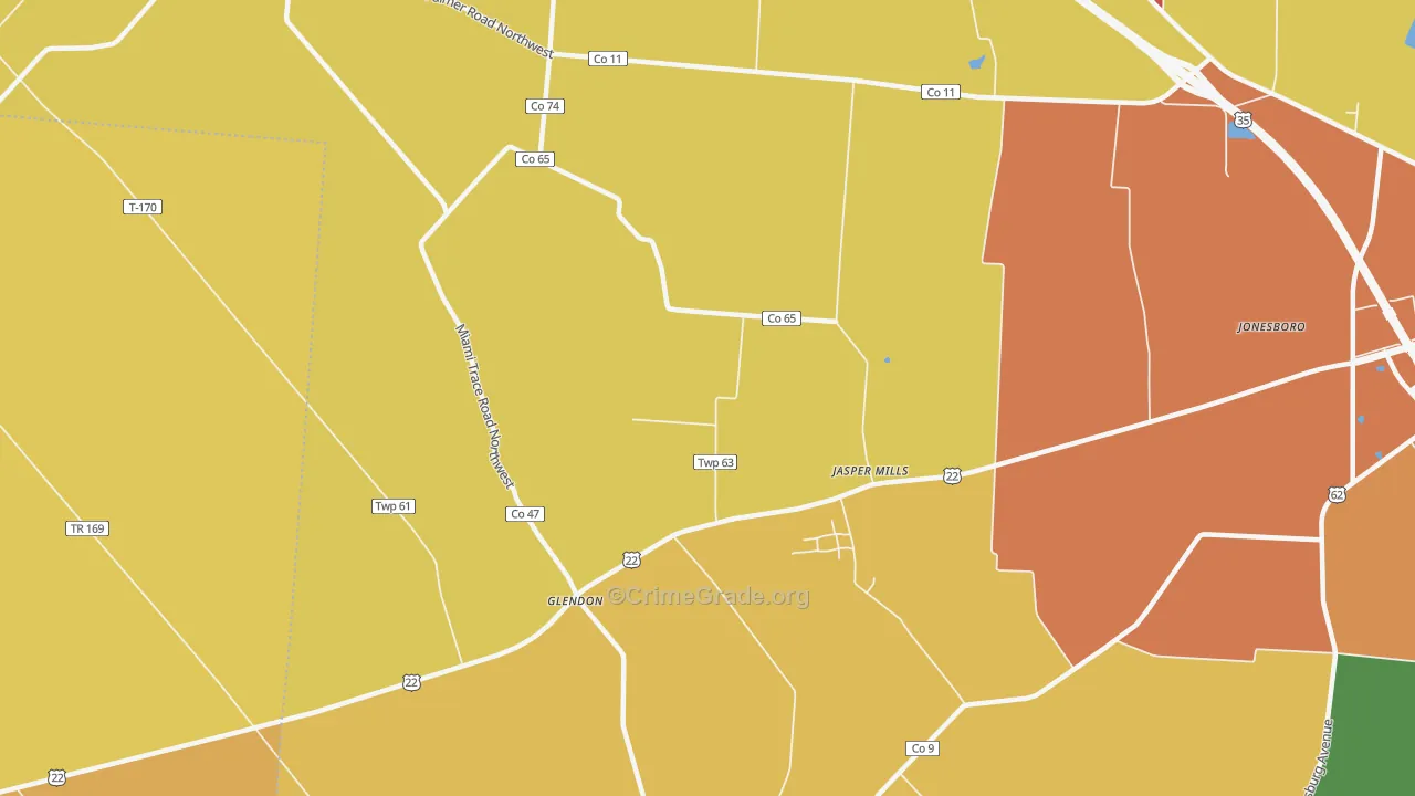 Jasper Mills, OH Map of Theft Rates