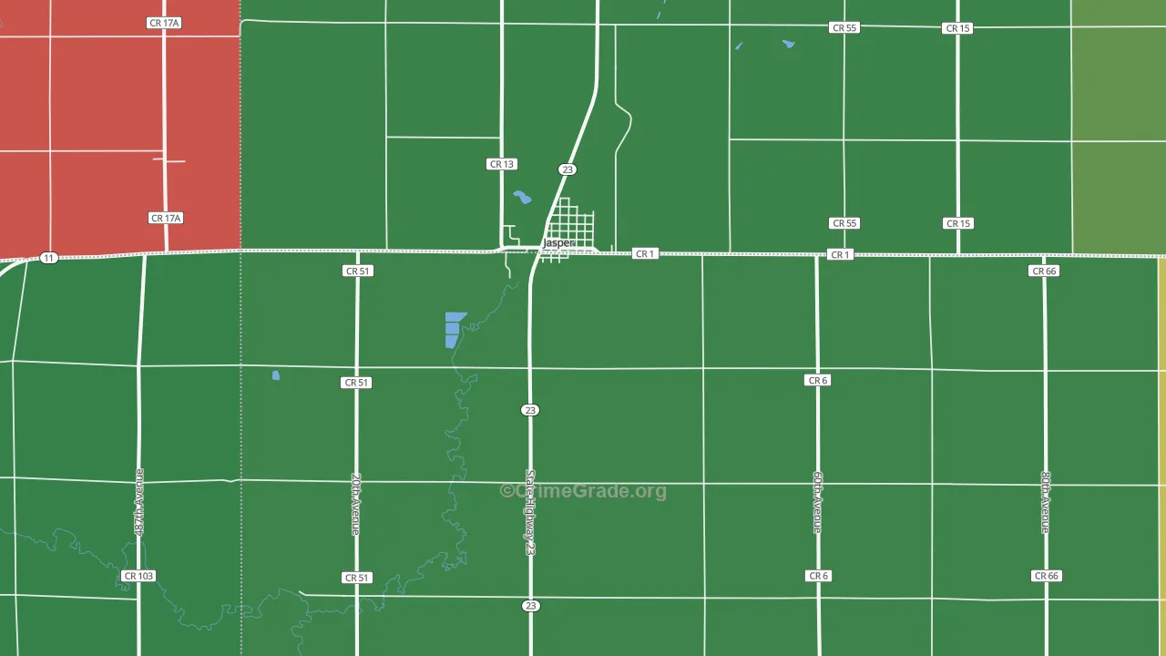 Jasper, MN Map of Theft Rates