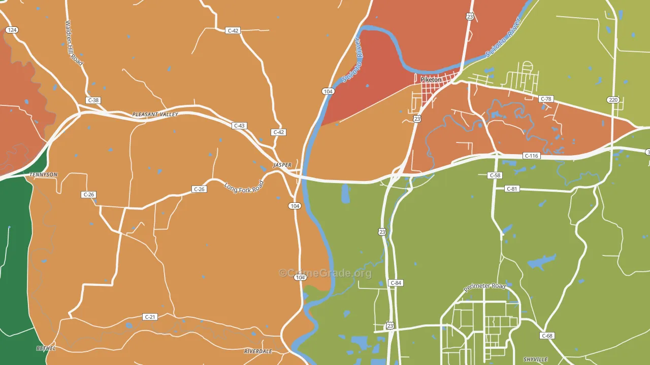 Jasper, OH Map of Theft Rates
