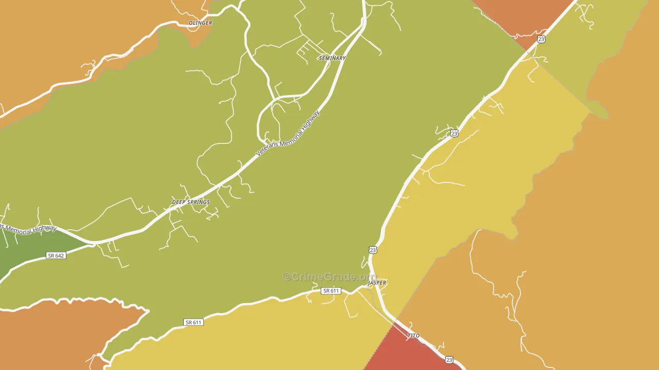 Jasper, VA Map of Theft Rates