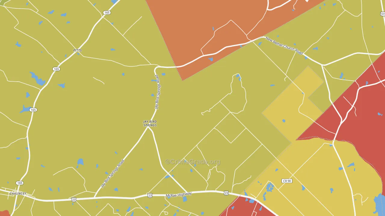 Jay Bird Springs, GA Map of Theft Rates
