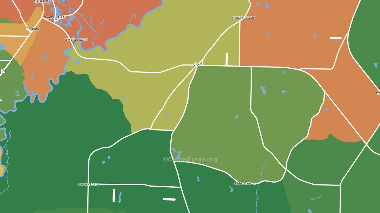 Jay, FL Map of Theft Rates