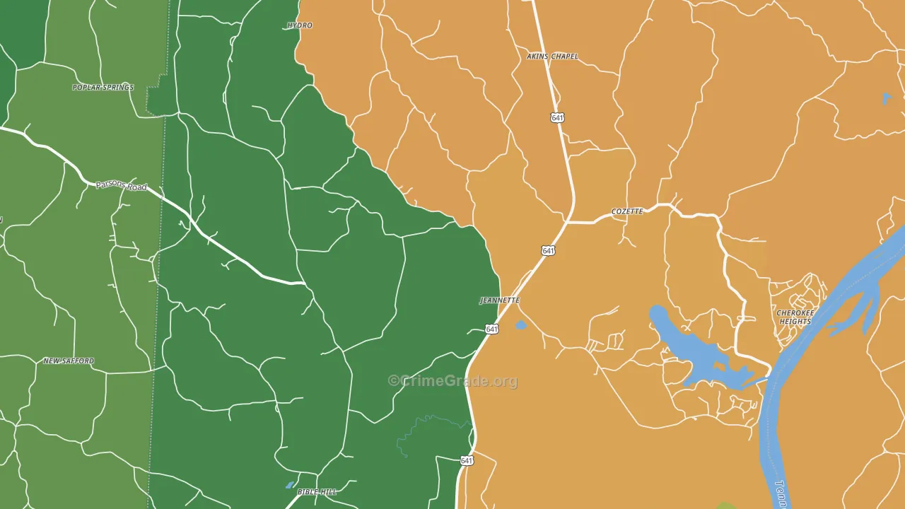 Jeannette, TN Map of Theft Rates