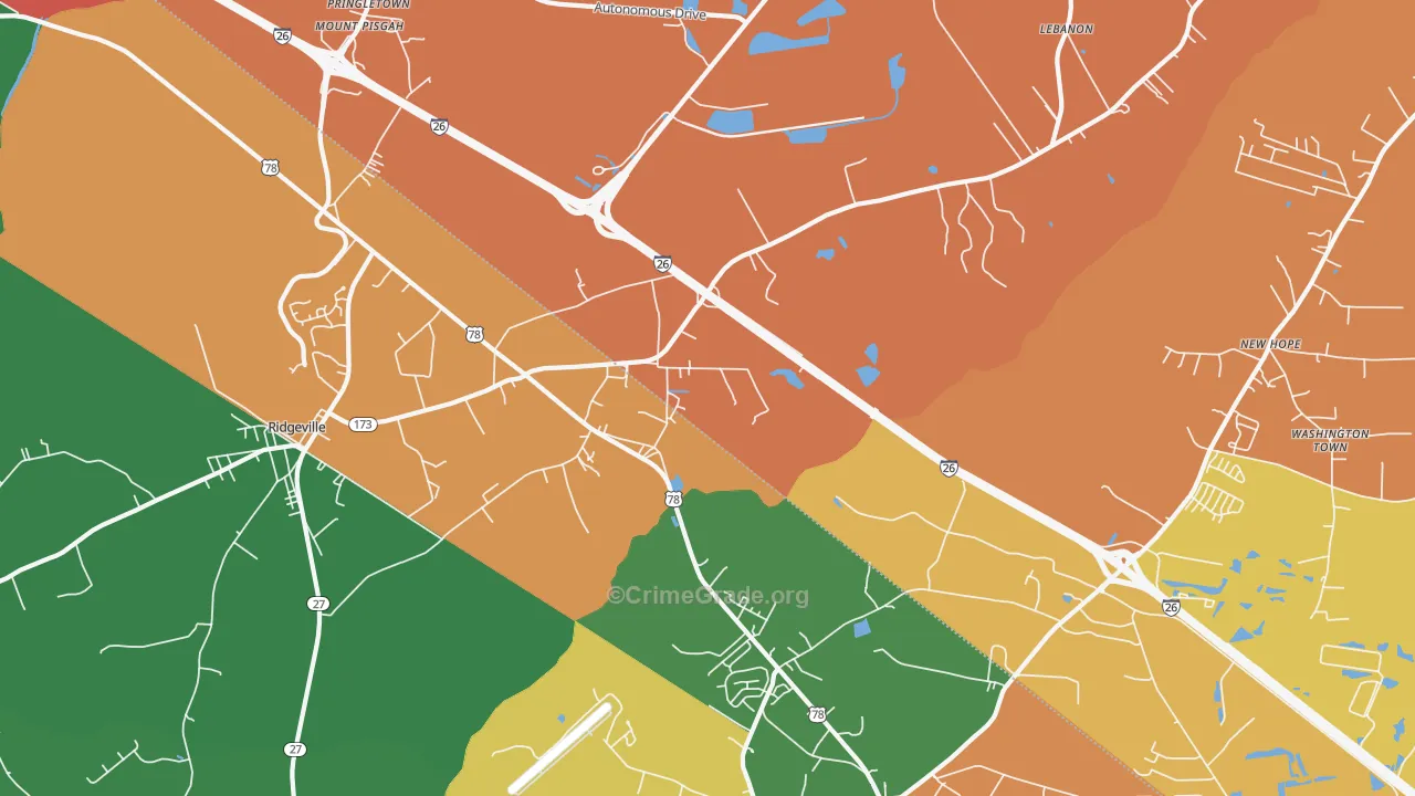 Jedburg, SC Map of Theft Rates