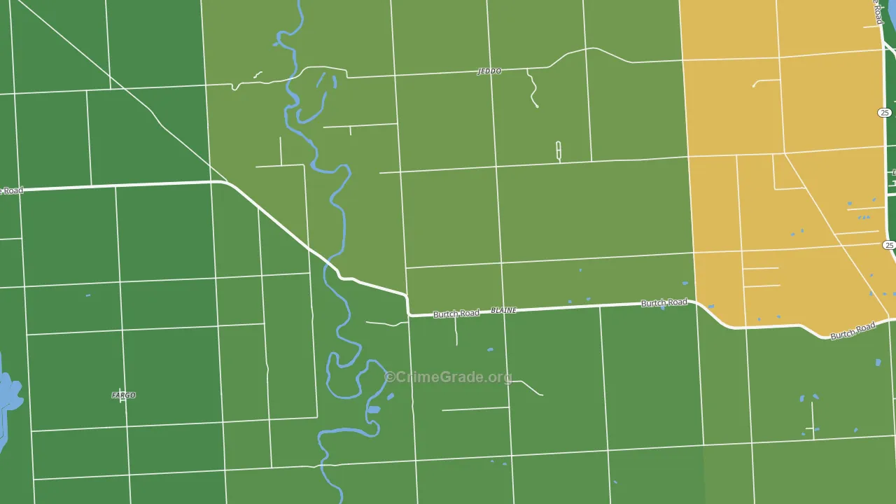 Jeddo, MI Map of Theft Rates