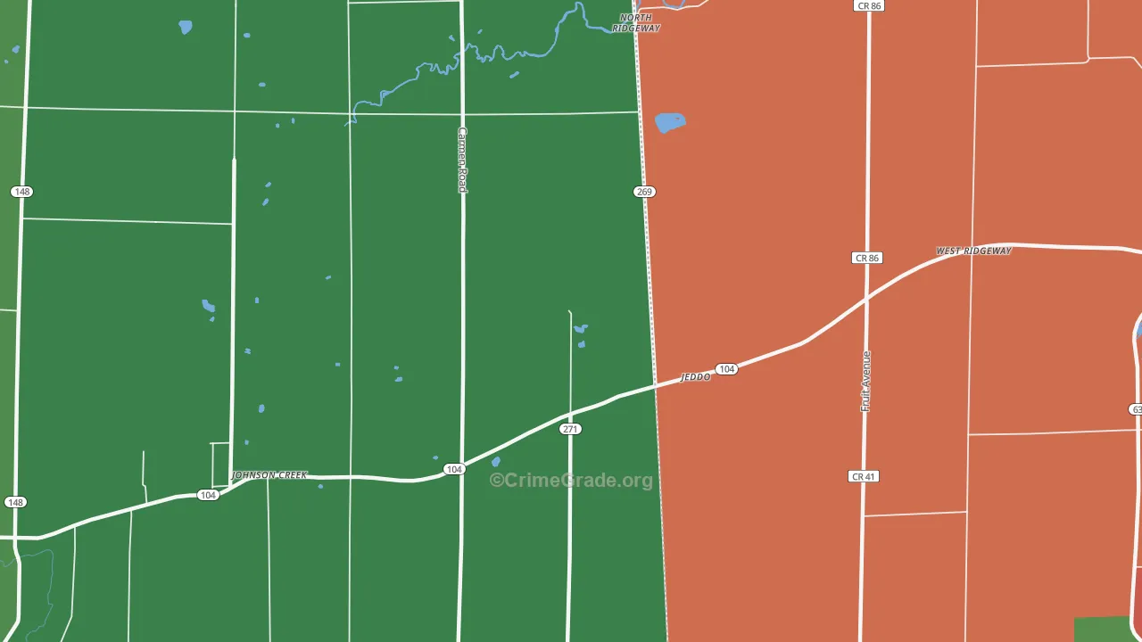 Jeddo, NY Map of Theft Rates