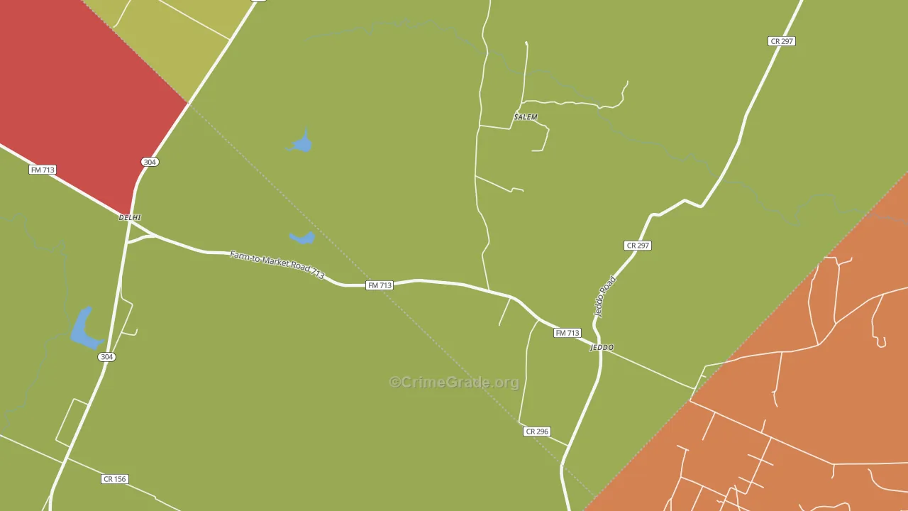 Jeddo, TX Map of Theft Rates