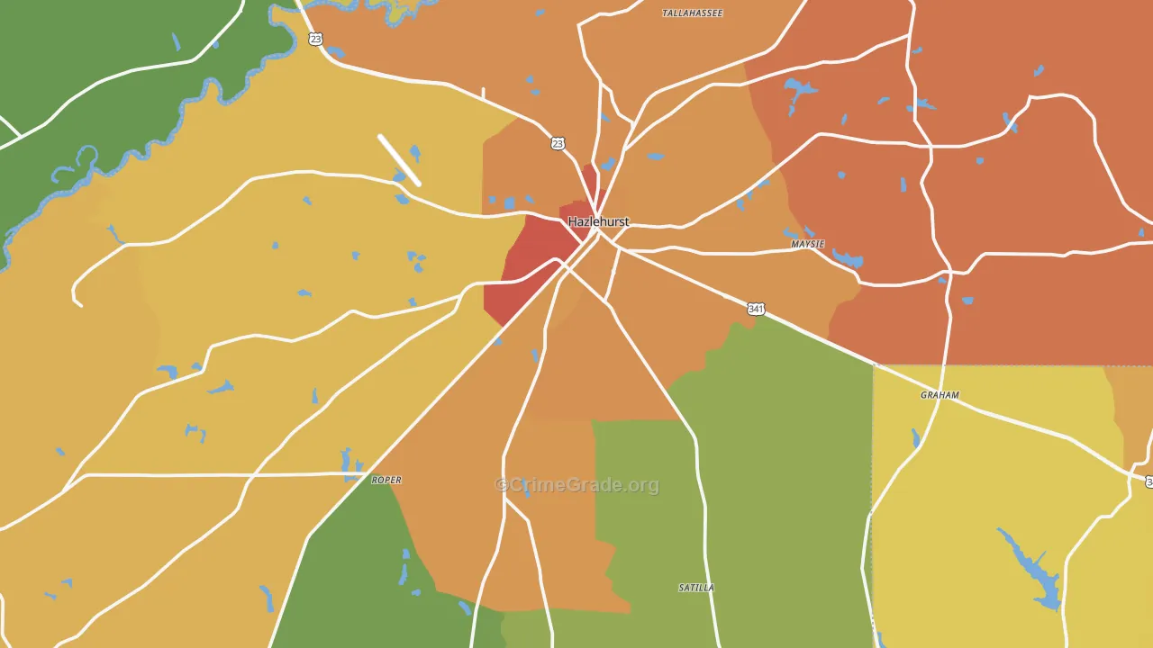 Jeff Davis County, GA Map of Theft Rates