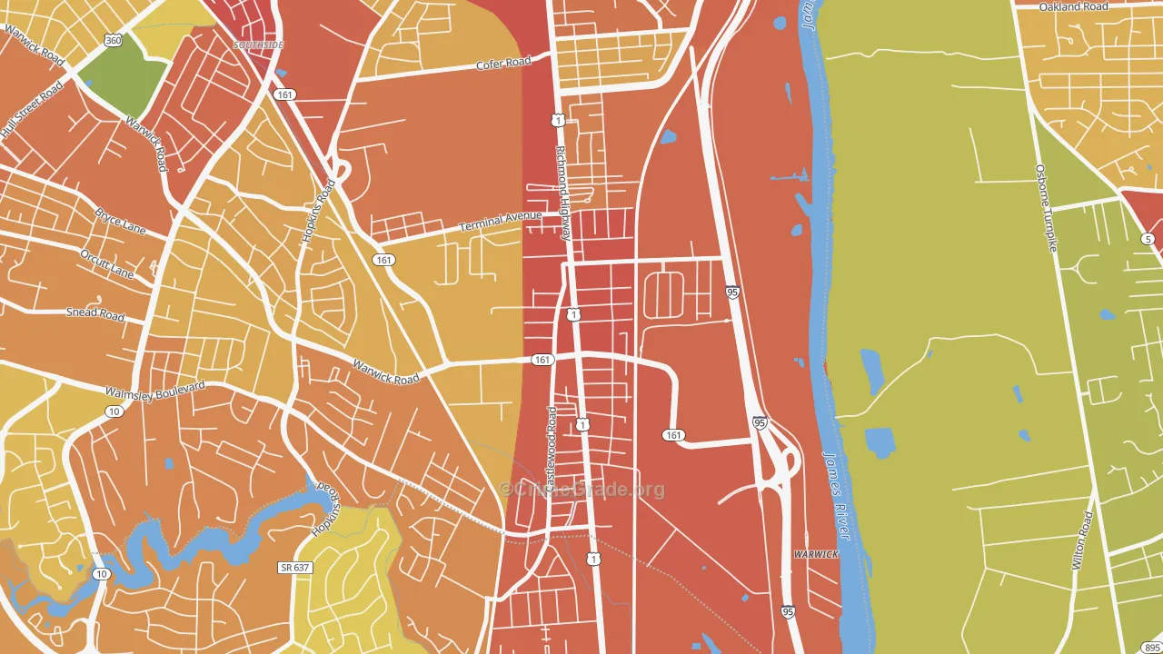 Jeff Davis, Richmond, VA Map of Theft Rates