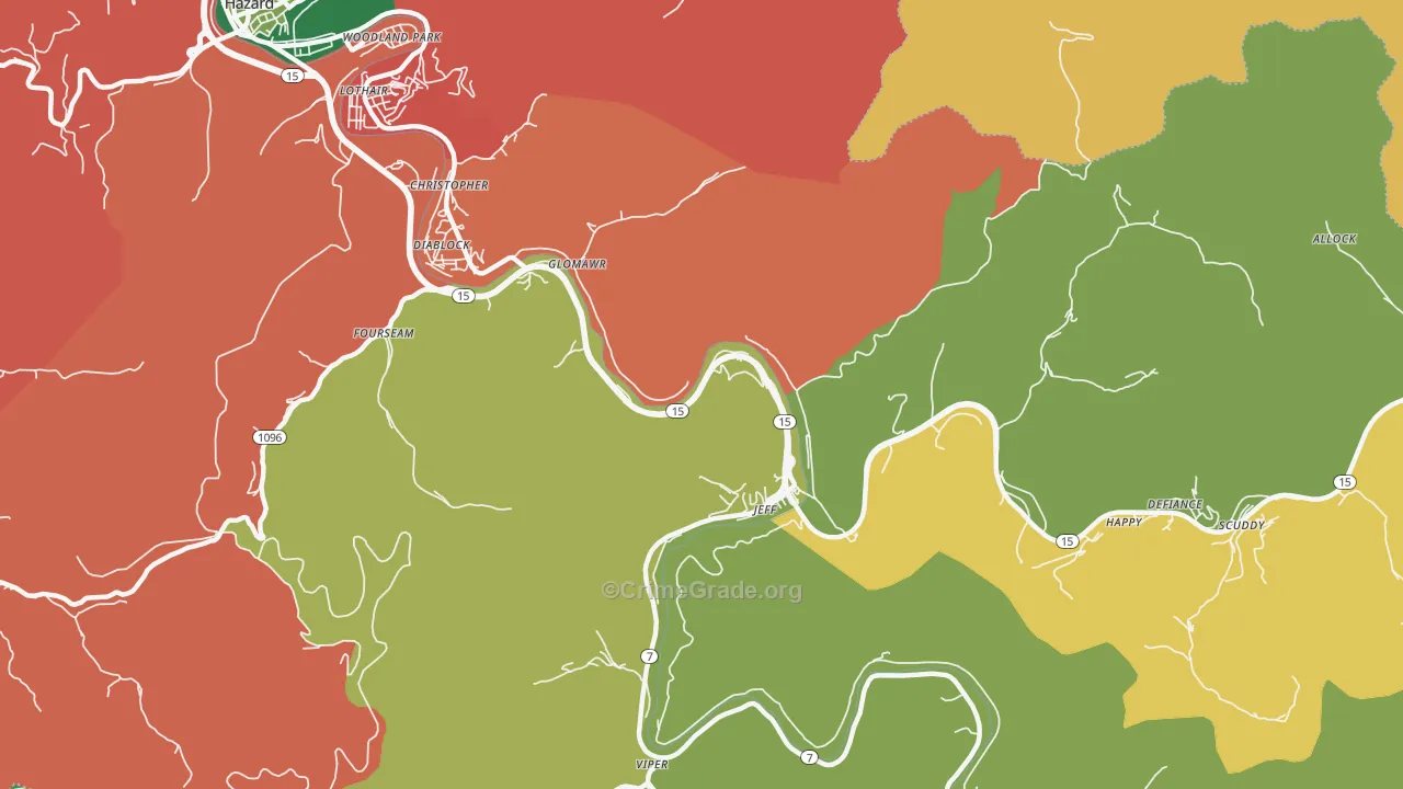 Jeff, KY Map of Theft Rates