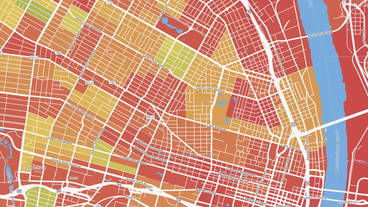 Jeff-Vander-Lou, St. Louis, MO Map of Theft Rates