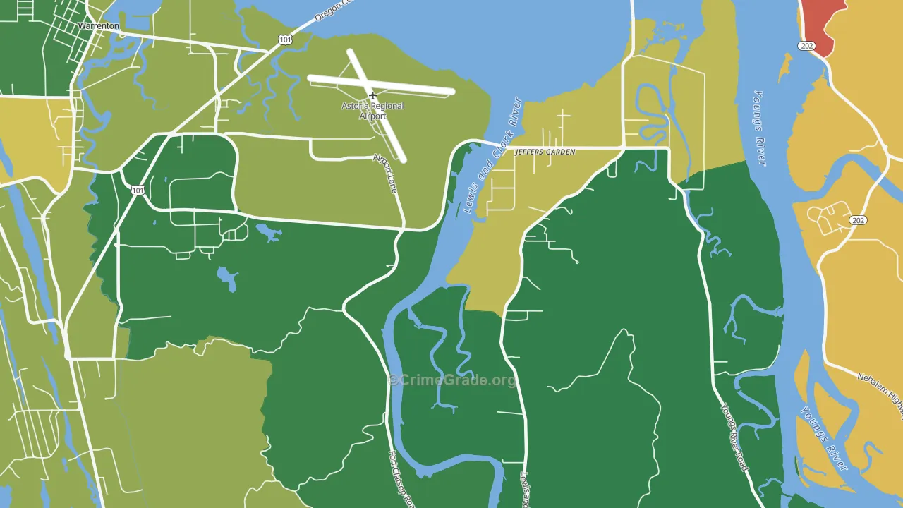 Jeffers Garden, OR Map of Theft Rates
