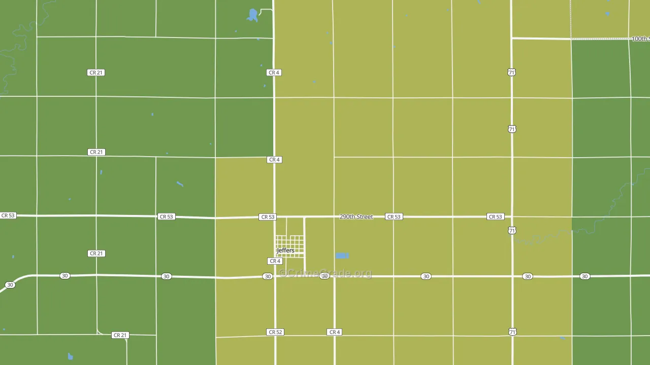 Jeffers, MN Map of Theft Rates